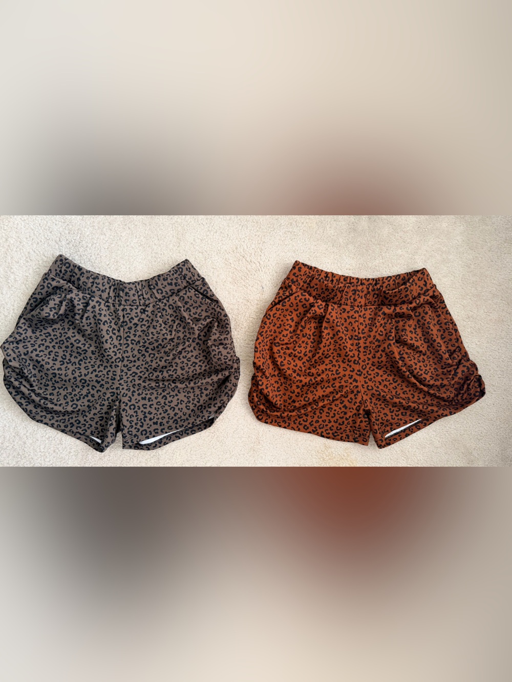 Women’s Leopard Print Elastic Waist Shorts - Brown & Rust (2 pairs)